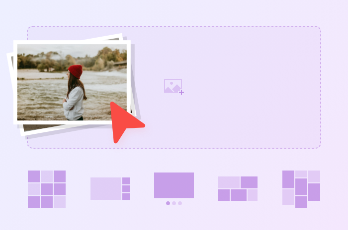 An illustration of a of images being added to an image gallery.