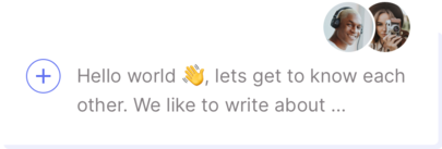 Illustration depicting a blog interface with the text, Hello world, lets get to know each other. We like to write about...